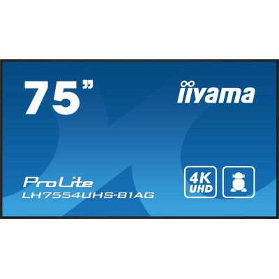 iiyama LH7554UHS-B1AG visualizzatore di messaggi Pannello piatto per segnaletica digitale 190,5 cm (75") LCD Wi-Fi 500 cd m² 4K