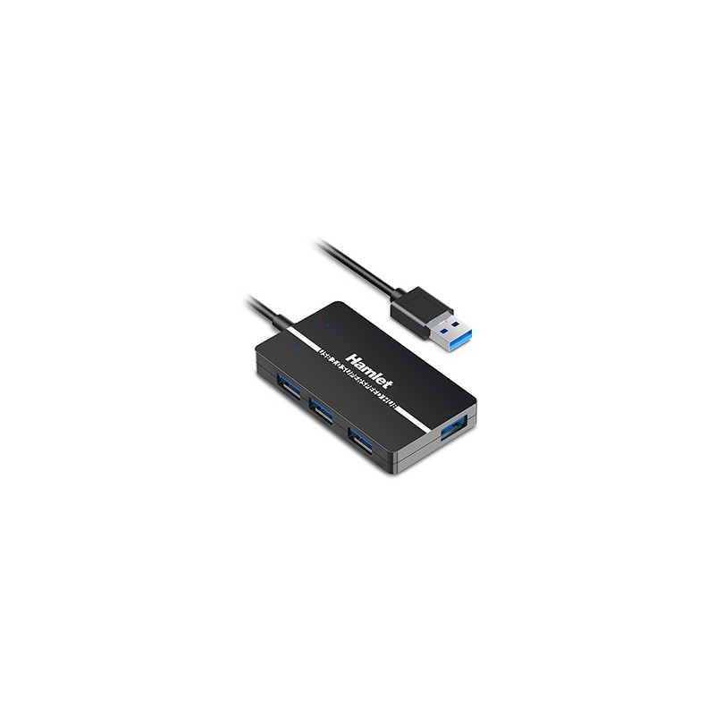 Hamlet XHUB-04U3 hub di interfaccia USB 3.2 Gen 1 (3.1 Gen 1) Type-A 5000 Mbit s Nero