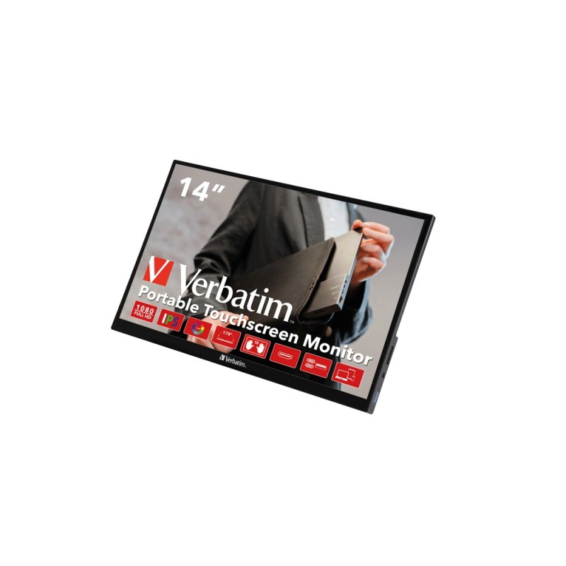 Verbatim 49591 Monitor PC 35,6 cm (14") 1920 x 1080 Pixel Full HD LCD Touch screen Nero
