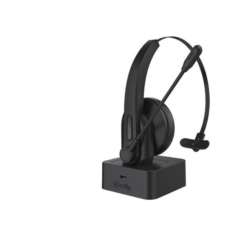 Celly SWHEADSETMONO Auricolare Wireless A Padiglione Ufficio Bluetooth Base di ricarica Nero