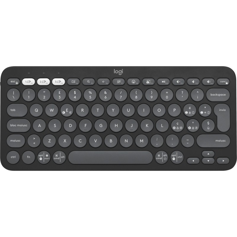 Logitech Pebble Keys 2 K380s tastiera RF senza fili + Bluetooth QWERTY Italiano Grafite