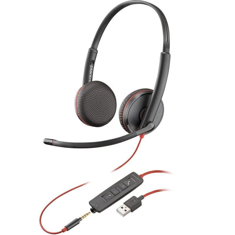 POLY Cuffie stereo Blackwire 3225 con connettore USB-A