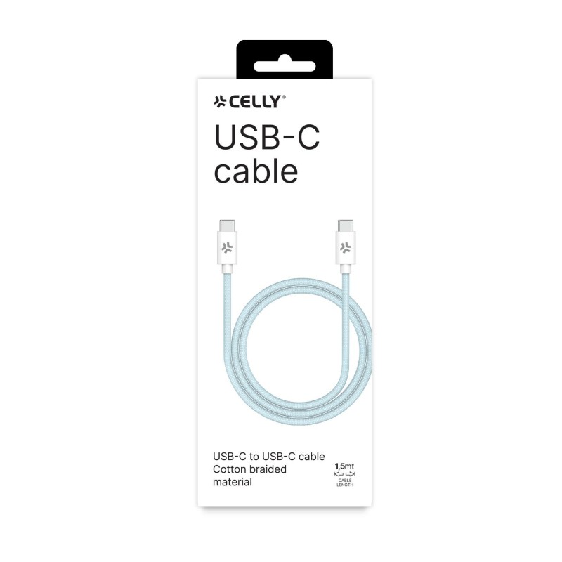 Celly USBCUSBCCOTTLB cavo USB 1,5 m USB C Blu, Bianco