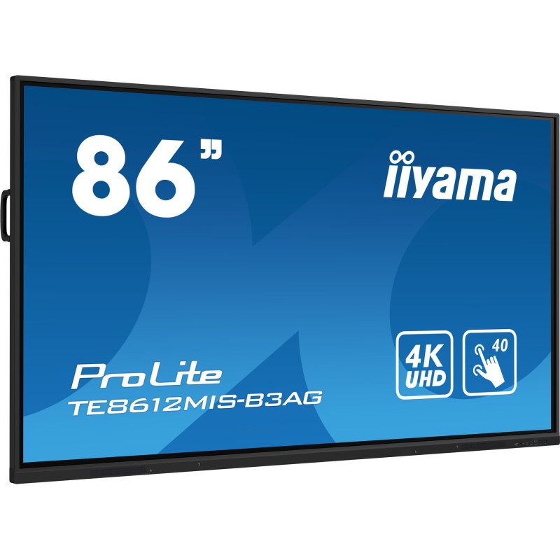 iiyama TE8612MIS-B3AG visualizzatore di messaggi Design chiosco 2,18 m (86") LCD Wi-Fi 400 cd m² 4K Ultra HD Nero Touch screen