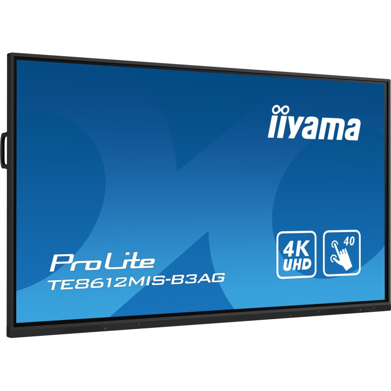 iiyama TE8612MIS-B3AG visualizzatore di messaggi Design chiosco 2,18 m (86") LCD Wi-Fi 400 cd m² 4K Ultra HD Nero Touch screen