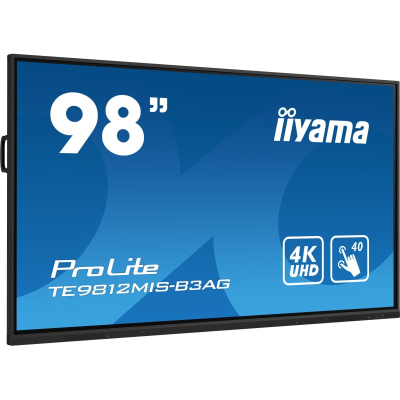 iiyama TE9812MIS-B3AG visualizzatore di messaggi Design chiosco 2,49 m (98") LCD Wi-Fi 400 cd m² 4K Ultra HD Nero Touch screen