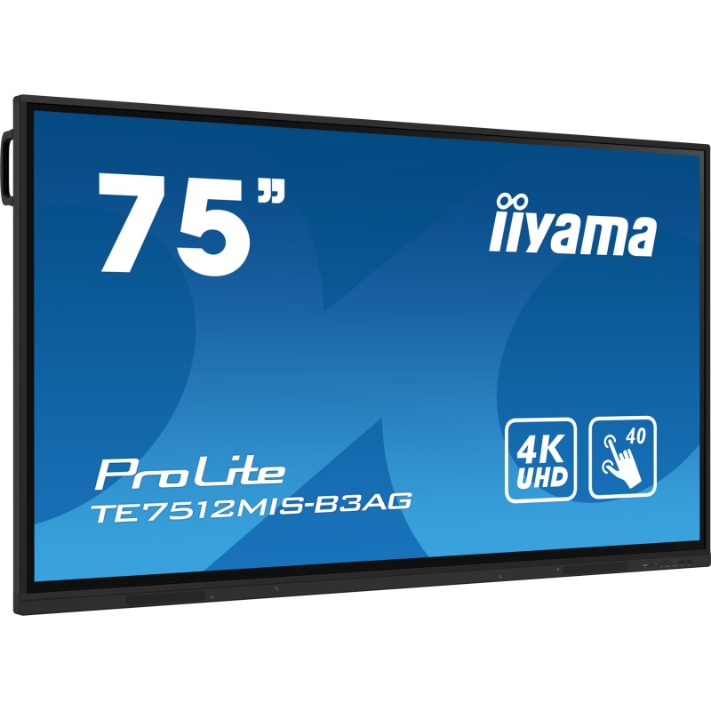 iiyama TE7512MIS-B3AG visualizzatore di messaggi Design chiosco 190,5 cm (75") LCD Wi-Fi 400 cd m² 4K Ultra HD Nero Touch