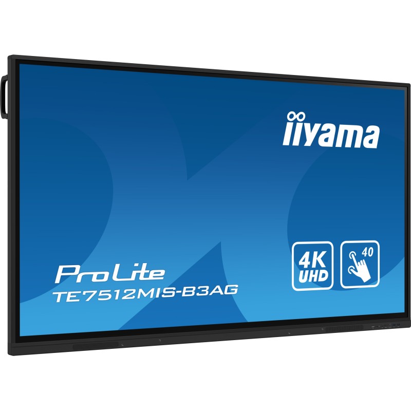 iiyama TE7512MIS-B3AG visualizzatore di messaggi Design chiosco 190,5 cm (75") LCD Wi-Fi 400 cd m² 4K Ultra HD Nero Touch