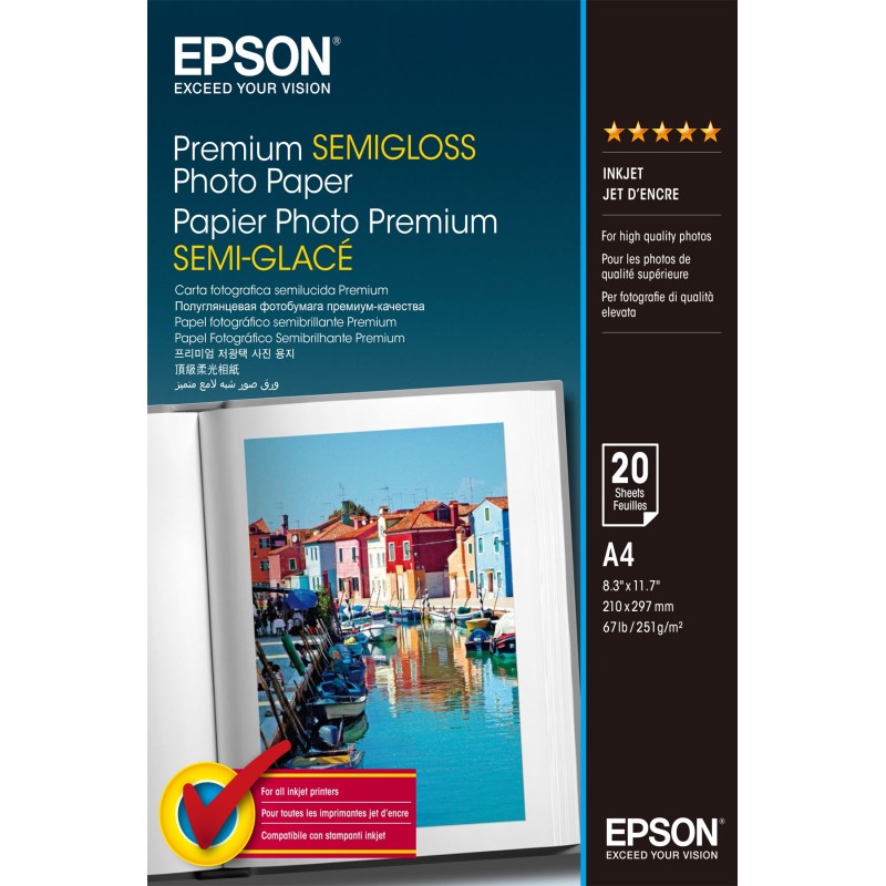 Epson Premium Semi-Gloss Photo Paper - A4 - 20 Fogli