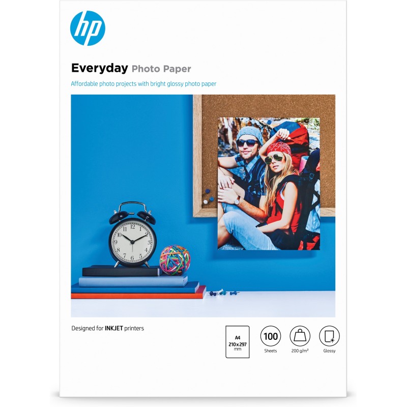 HP Carta fotografica Everyday, lucida, 200 g m2, A4 (210 x 297 mm), 100 fogli