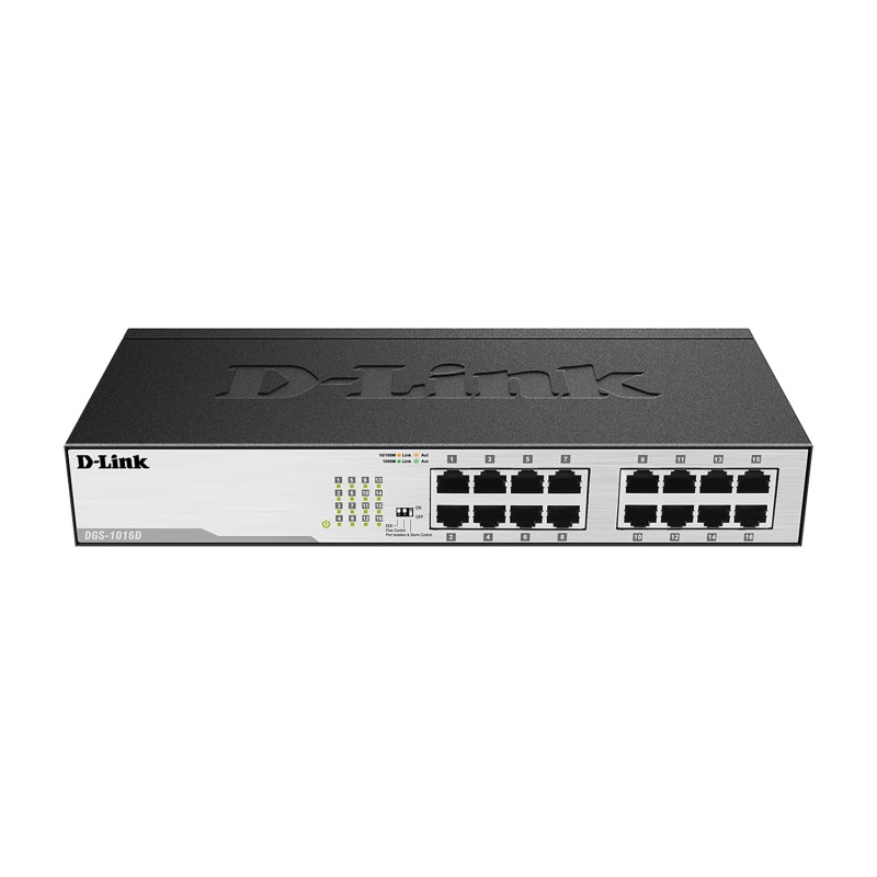 D-Link DGS-1016D switch di rete Non gestito Gigabit Ethernet (10 100 1000) 1U Nero, Argento