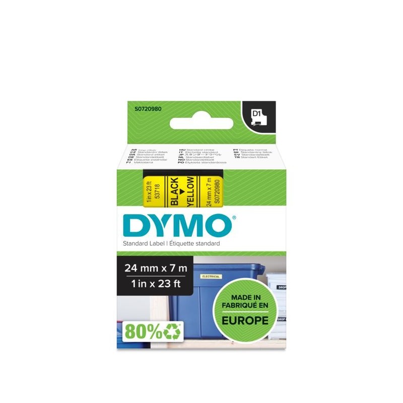 DYMO D1 - Standard Etichette - Nero su giallo - 24mm x 7m