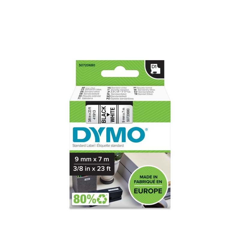 DYMO D1 - Standard Etichette - Nero su bianco - 9mm x 7m