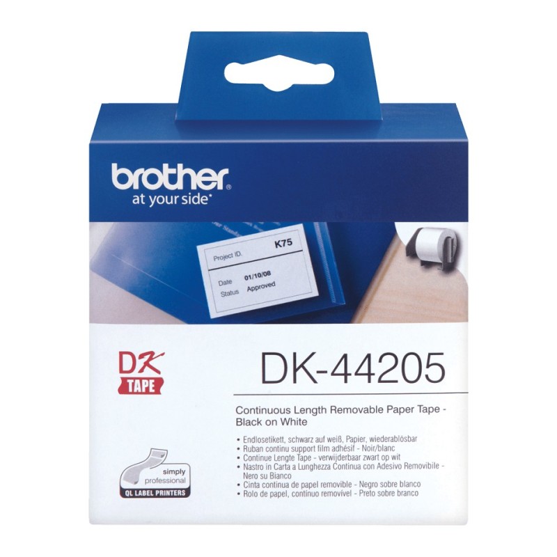 Brother DK-44205 nastro per etichettatrice Nero su bianco