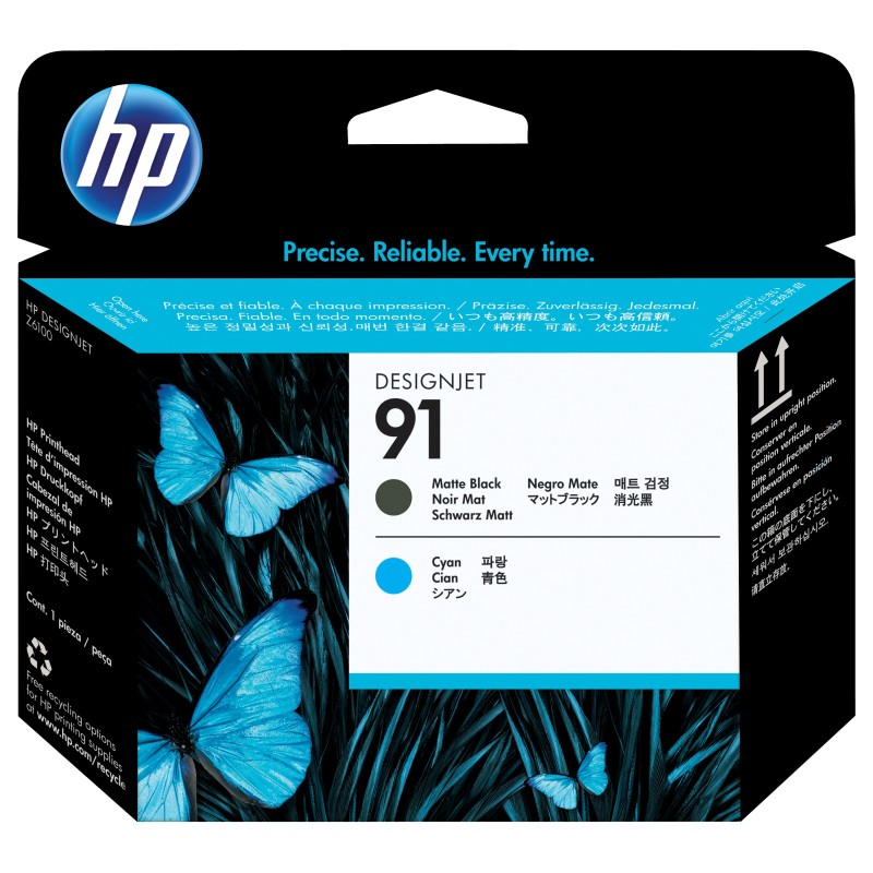 HP Testina di stampa nero opaco e ciano, 91