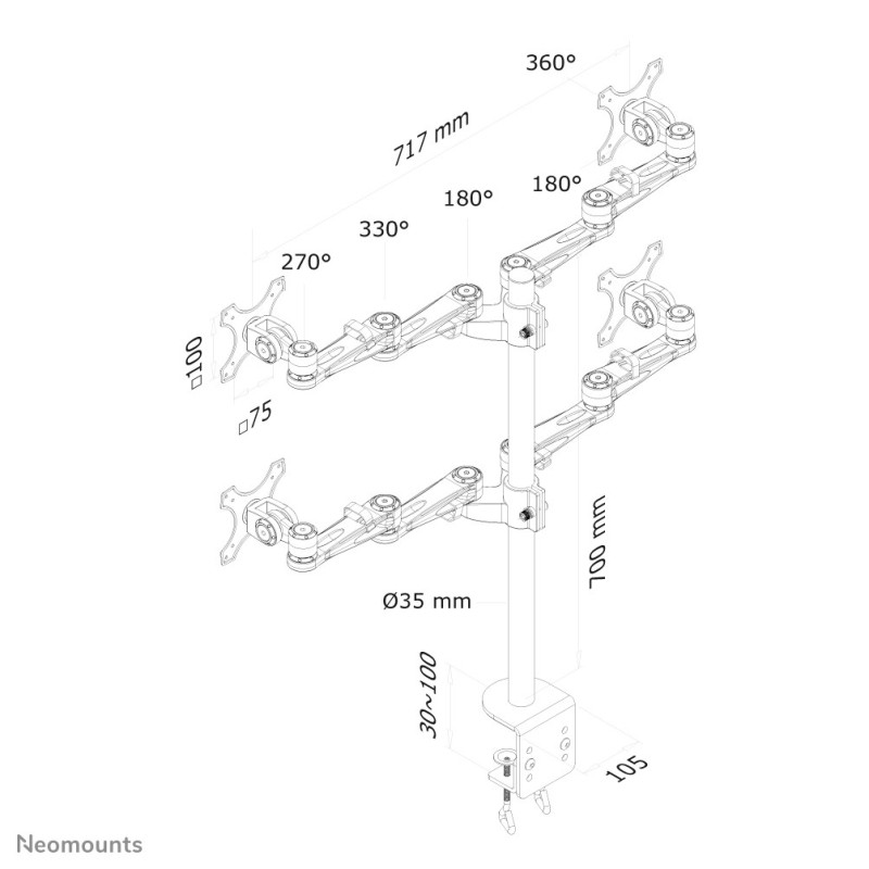 Neomounts Supporto da scrivania per monitor