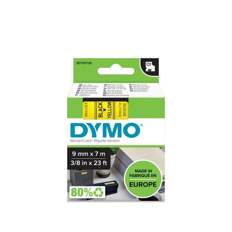 DYMO D1 - Standard Etichette - Nero su giallo - 9mm x 7m