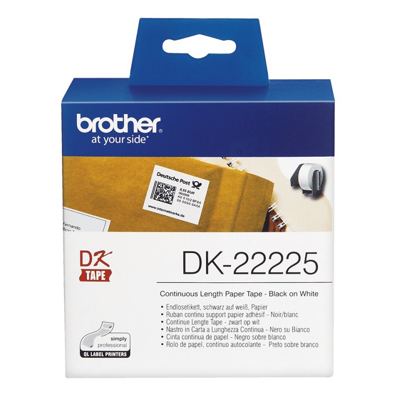 Brother DK-22225 nastro per etichettatrice Nero su bianco