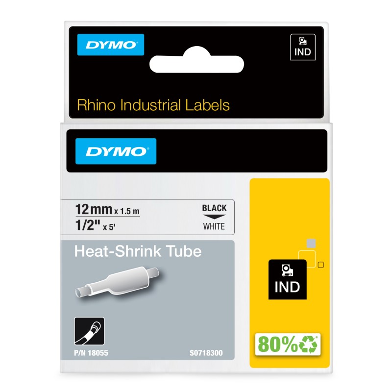 DYMO Etichette per tubi termoretraibili IND- 12mm x1,5m