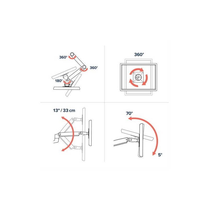 Ergotron LX Series LX Wall Mount LCD Arm 86,4 cm (34") Alluminio Parete