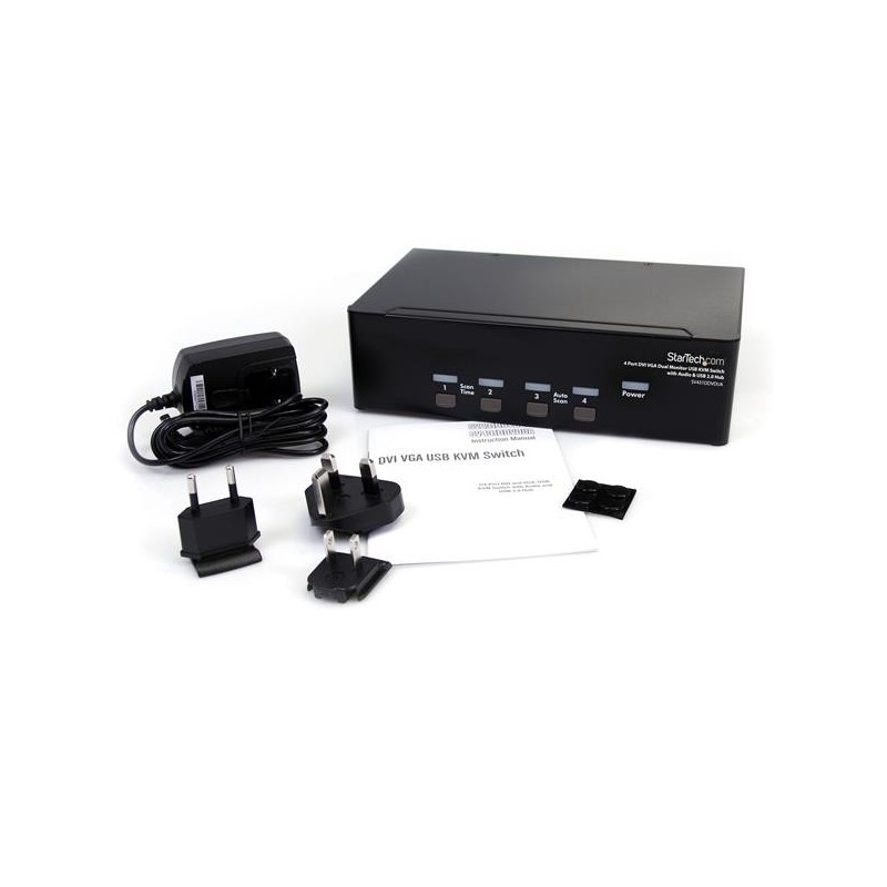 StarTech.com Switch KVM doppio monitor VGA DVI 4 porte USB con audio e hub USB 2.0