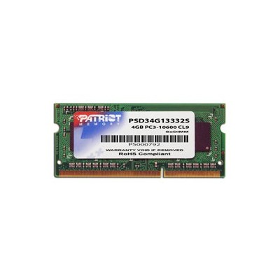 Patriot Memory 4GB DDR3 SODIMM memoria 1 x 4 GB 1333 MHz