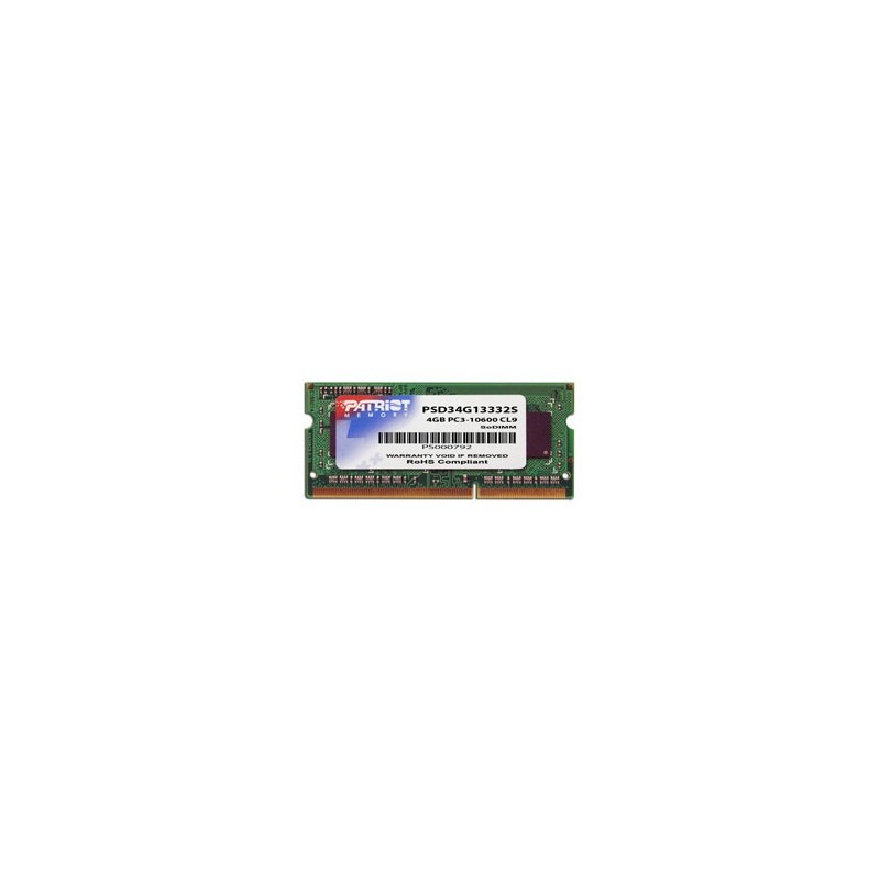 Patriot Memory 4GB DDR3 SODIMM memoria 1 x 4 GB 1333 MHz
