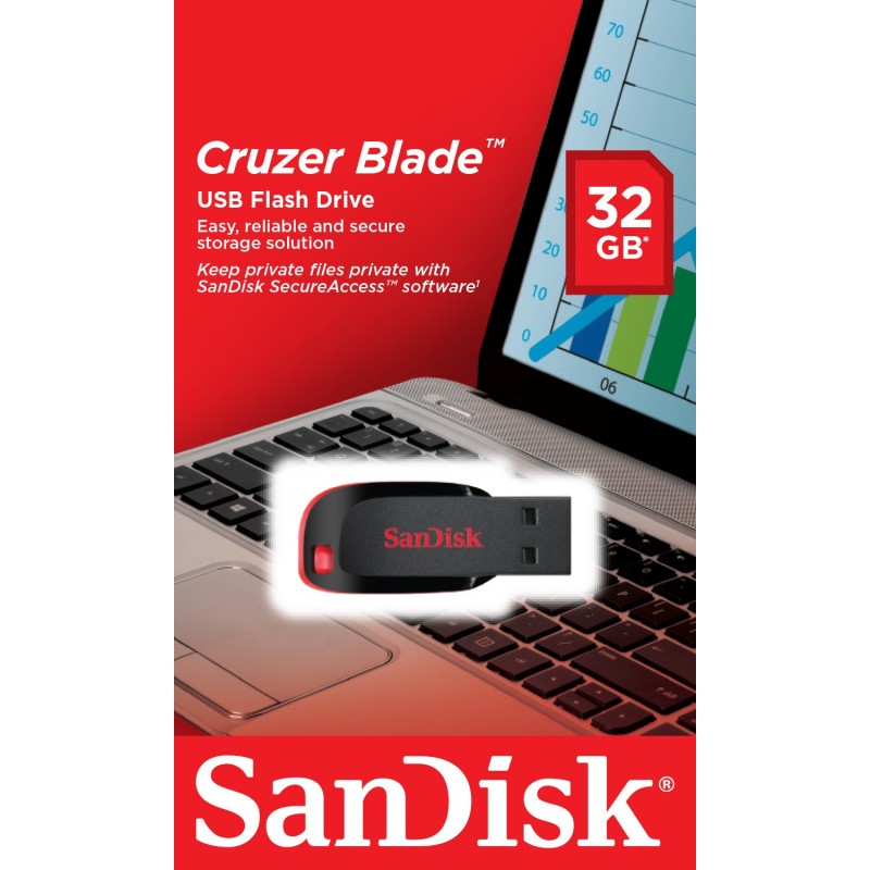 SanDisk Cruzer Blade unità flash USB 32 GB USB tipo A 2.0 Nero, Rosso