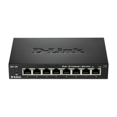 D-Link DES-108 switch di rete Non gestito Fast Ethernet (10 100) Nero