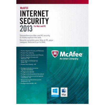 McAfee Internet Security 2013, WIN, MAC, 1u Sicurezza antivirus 1 licenza e