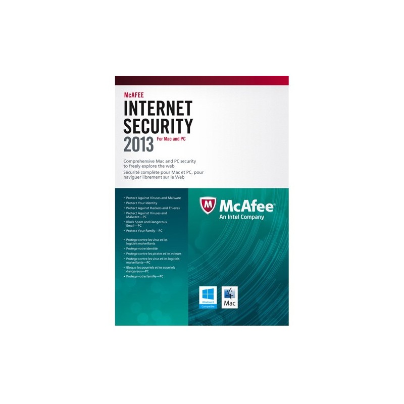 McAfee Internet Security 2013, WIN, MAC, 1u Sicurezza antivirus 1 licenza e