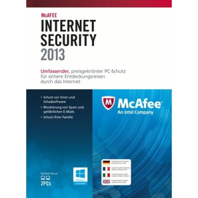 McAfee Internet Security 2013, 3u, DEU, FRE, ITA, ENG Sicurezza antivirus Tedesca, Inglese, Francese, ITA 3 licenza e