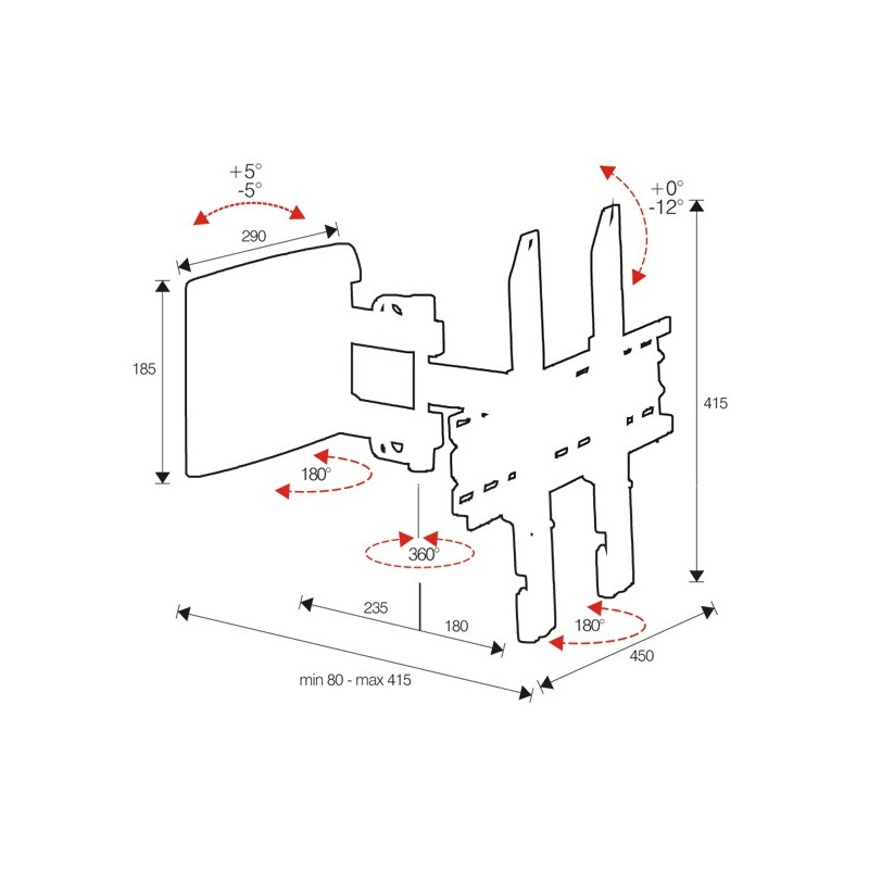 ITB OM06118 Supporto TV a parete 101,6 cm (40") Nero