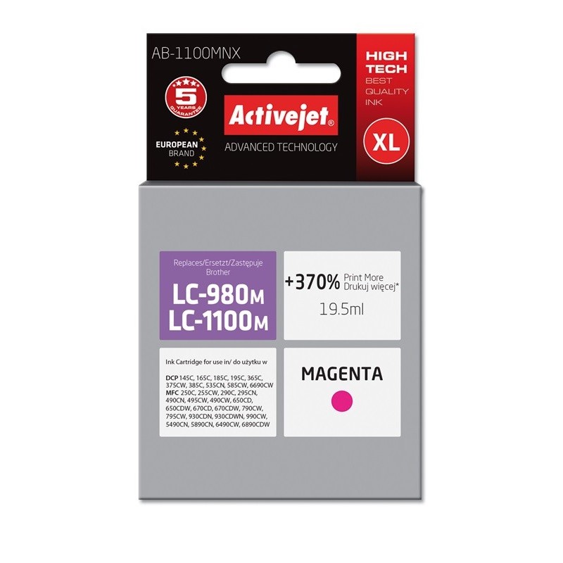 Activejet AB-1100MNX cartuccia d'inchiostro 1 pz Compatibile Resa elevata (XL) Magenta