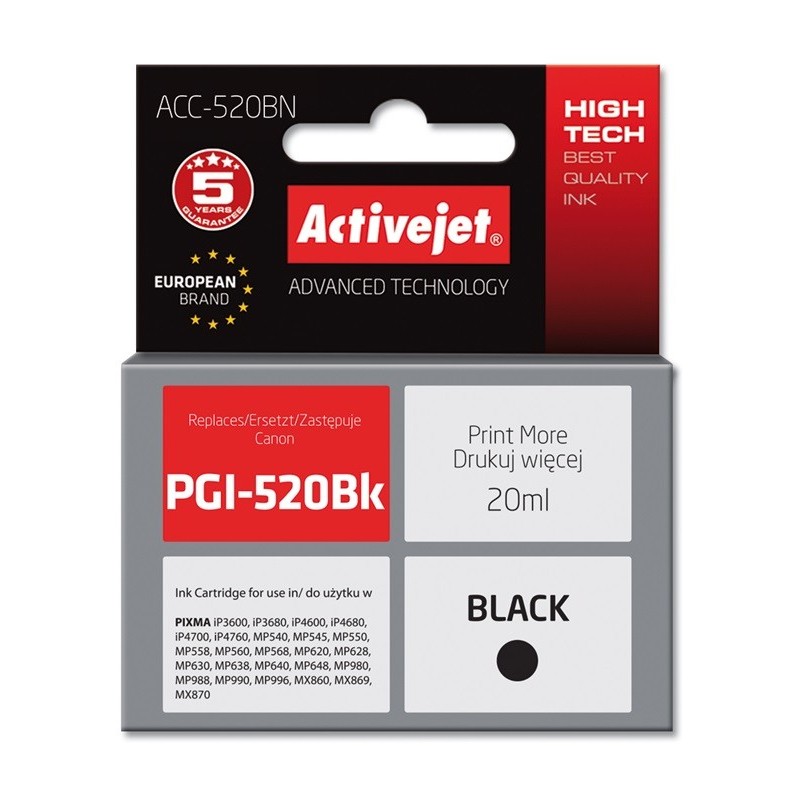 Activejet ACC-520BN cartuccia d'inchiostro 1 pz Compatibile Resa elevata (XL) Nero