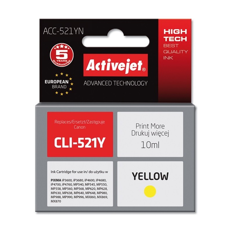 Activejet ACC-521YN cartuccia d'inchiostro 1 pz Compatibile Resa elevata (XL) Giallo