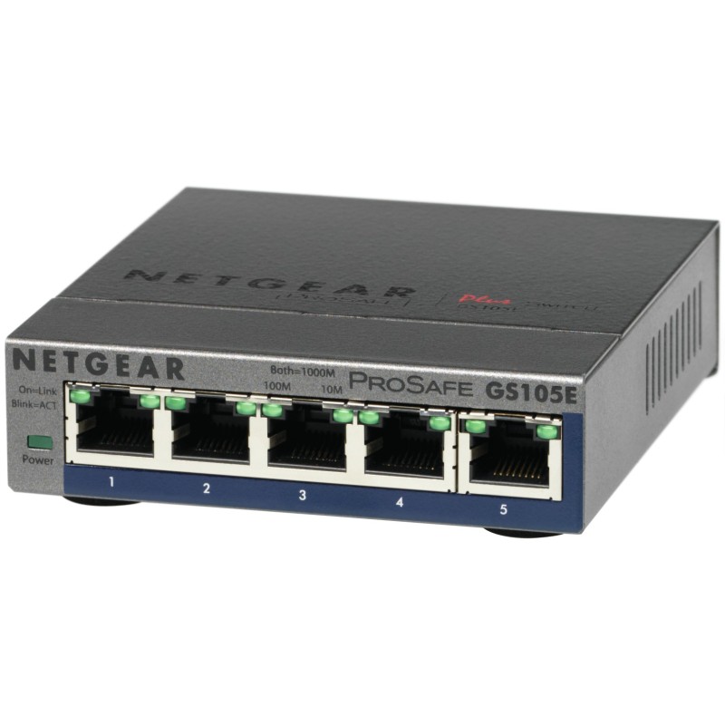 NETGEAR GS105E-200PES switch di rete Gestito L2 L3 Gigabit Ethernet (10 100 1000) Grigio