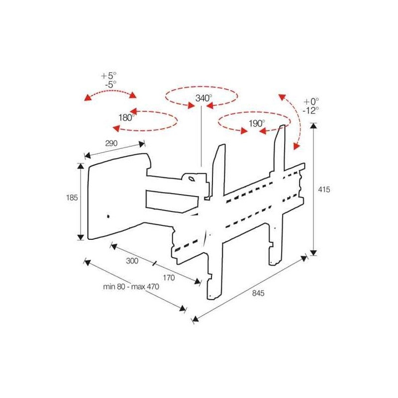 ITB OM06149 Supporto TV a parete 165,1 cm (65") Nero