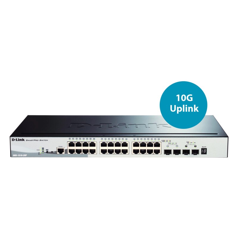 D-Link DGS-1510-28P switch di rete Gestito L3 Gigabit Ethernet (10 100 1000) Supporto Power over Ethernet (PoE) Nero