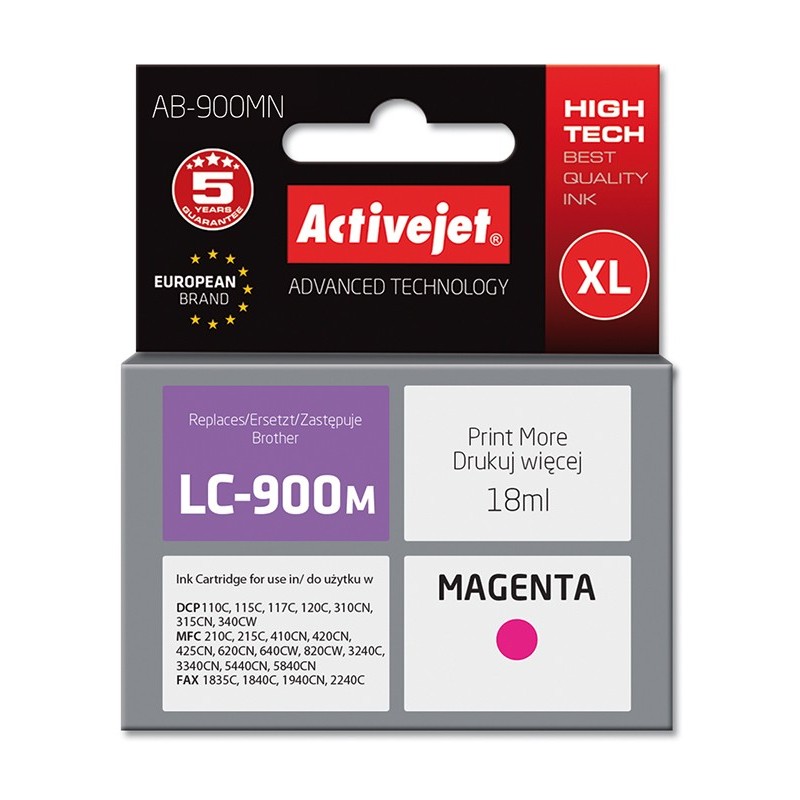 Activejet AB-900MN cartuccia d'inchiostro 1 pz Compatibile Resa elevata (XL) Magenta