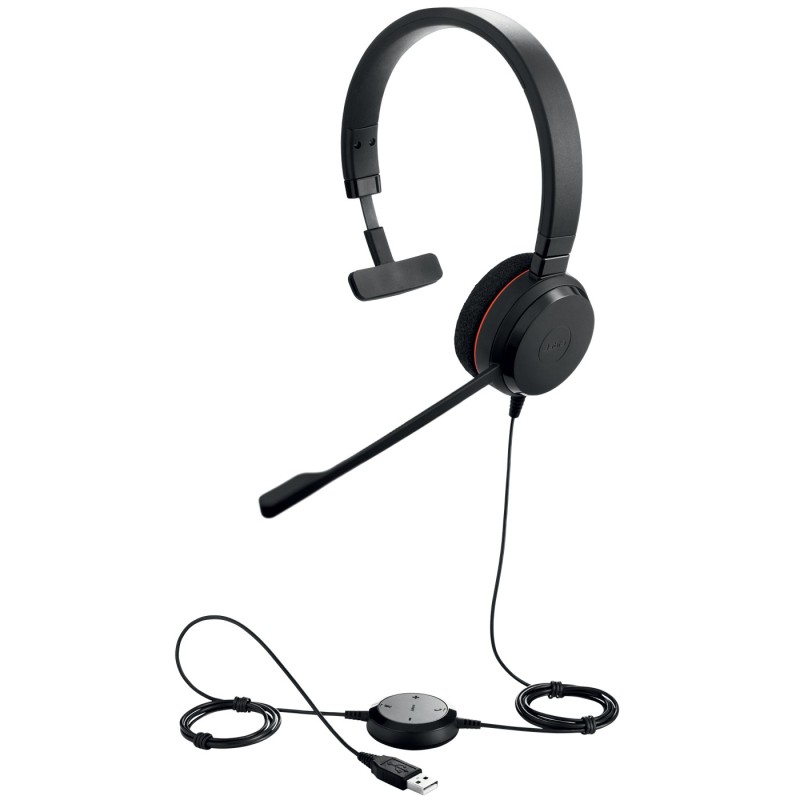 Jabra Evolve 20 MS Mono Auricolare Cablato A Padiglione Ufficio USB tipo A Nero