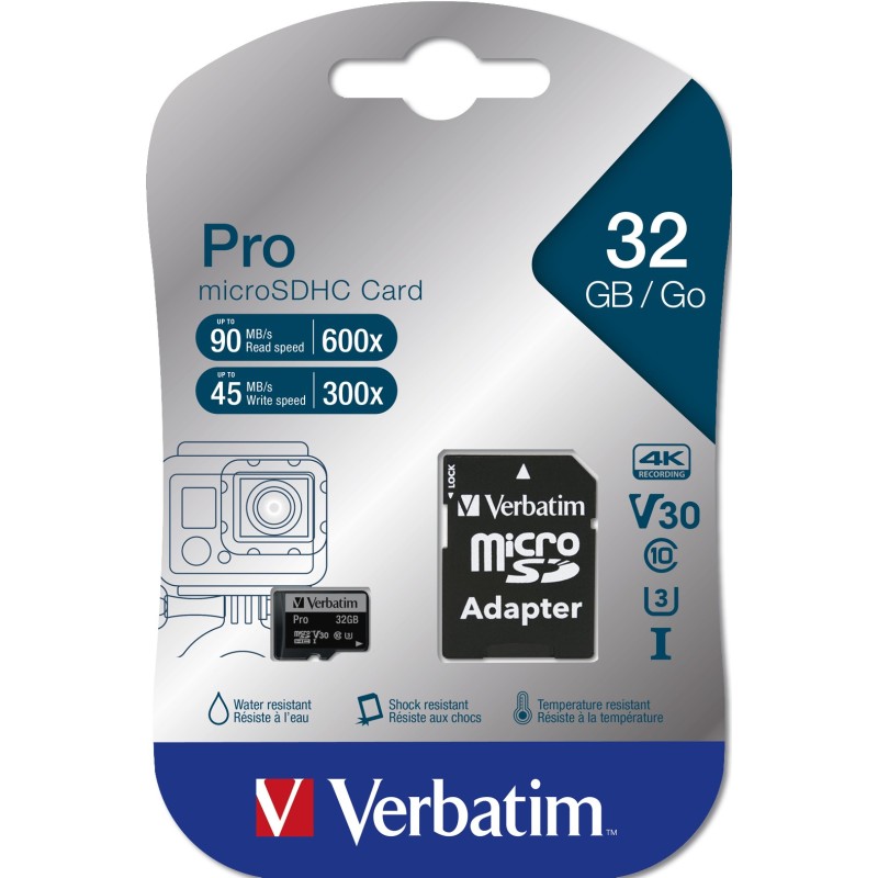 Verbatim Pro 32 GB MicroSDHC UHS Classe 10