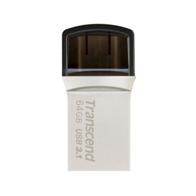 Transcend JetFlash 890 64GB unità flash USB USB Type-A   USB Type-C 3.2 Gen 1 (3.1 Gen 1) Nero, Argento