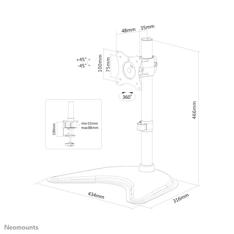 Neomounts Supporto da scrivania per monitor