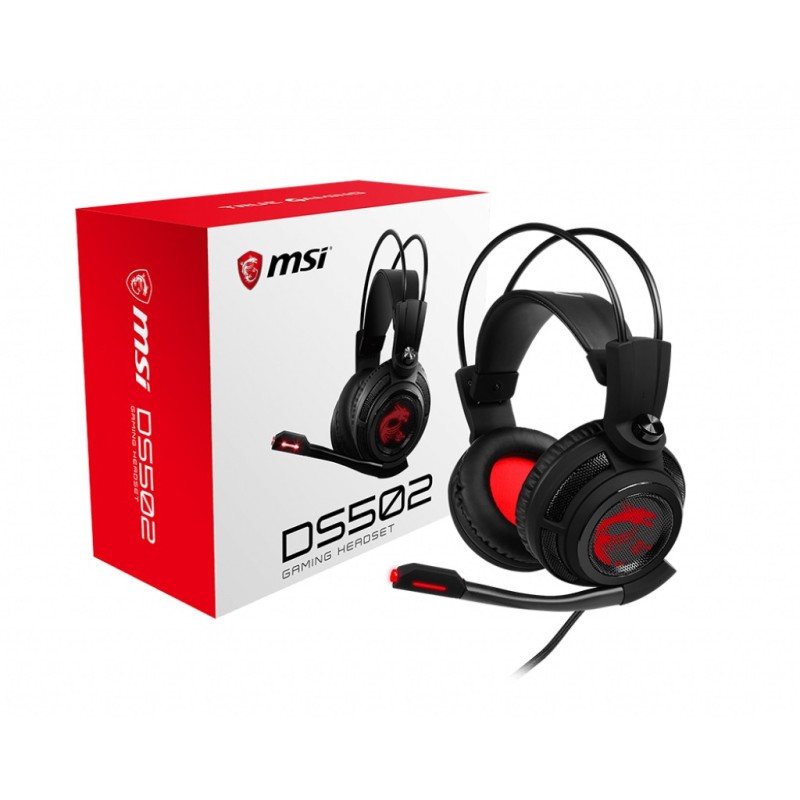 MSI DS502 GAMING HEADSET cuffia e auricolare Cablato A Padiglione Giocare Nero, Rosso