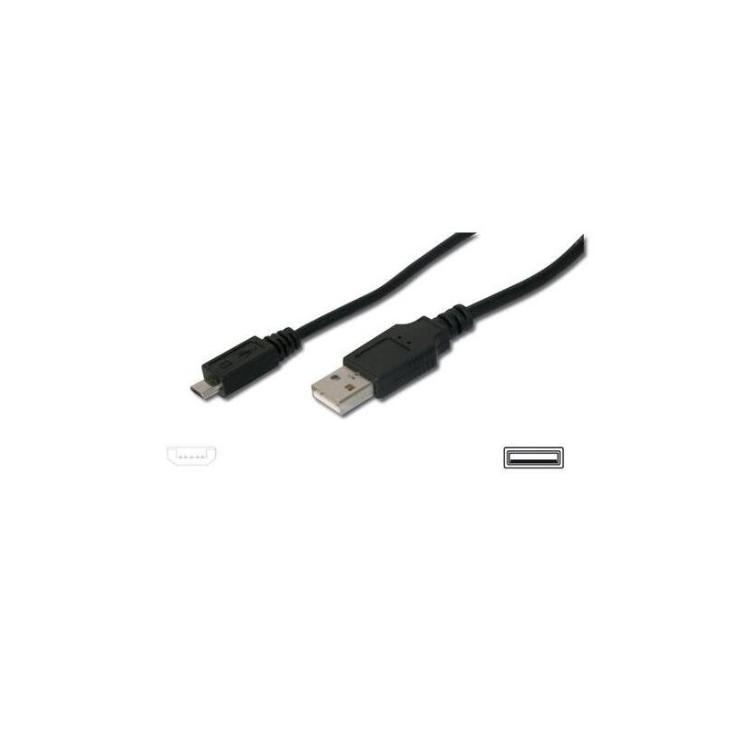 Digitus 1.8m USB2.0 cavo USB 1,8 m USB A Micro-USB B Nero