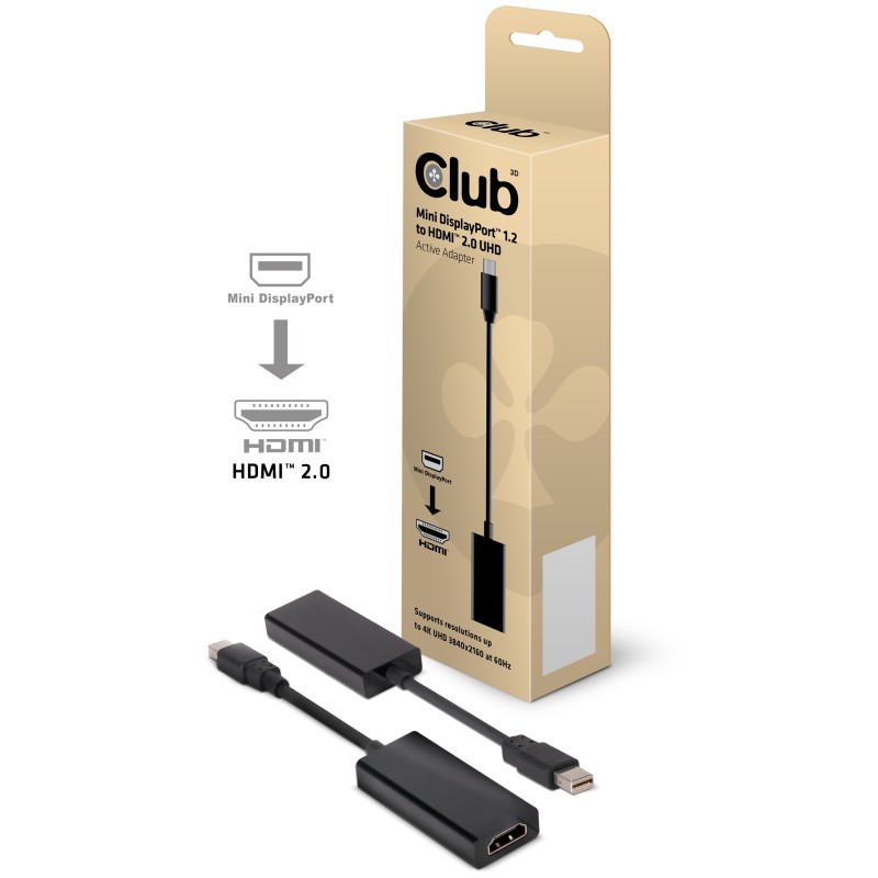 CLUB3D CAC-1170 adattatore per inversione del genere dei cavi Mini DisplayPort 1.2 HDMI 2.0 Nero