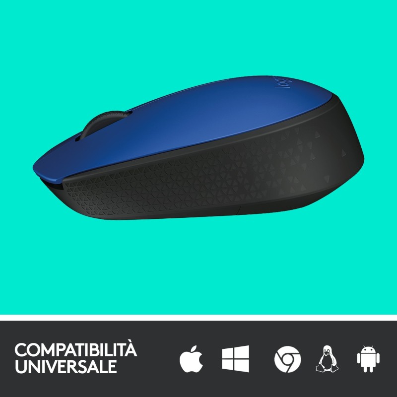 Logitech M171 Blue-K mouse Ambidestro RF Wireless Ottico 1000 DPI