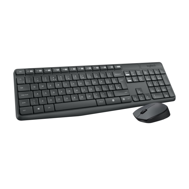 Logitech MK235 tastiera Mouse incluso USB QWERTY US International Grigio