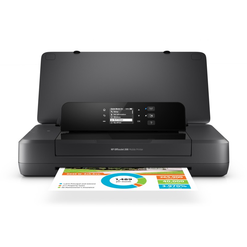 HP Officejet Stampante portatile 200, Colore, Stampante per Piccoli uffici, Stampa, Stampa da porta USB frontale